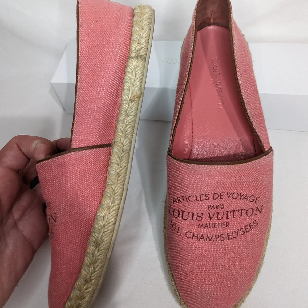 Authentic Louis Vuitton Pink Canvas Espadrilles